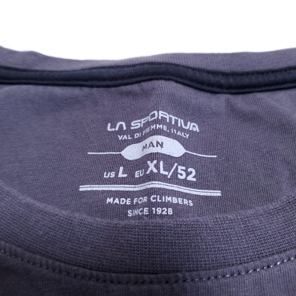 La Sportiva T-Shirt Mens Large Cross Section Short Sleeve Gray Cotton Climbing - Picture 4 of 9